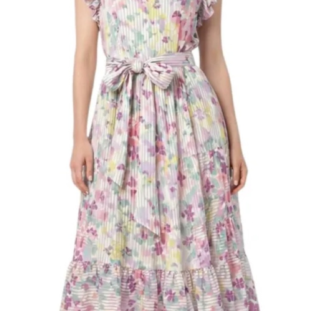 NWOT kate spade Pastel Floral Ruffle-Sleeve Dress in Multi pastel colors - Picture 2 of 14